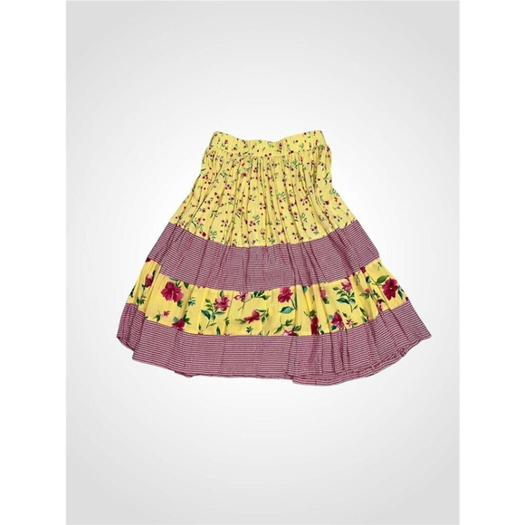 Stonebridge Dresses & Skirts - Floral Chic Tiered Gingham vintage midi/knee Skirt MEDIUM